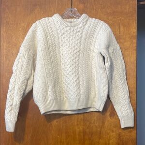 Ireland Fisherman Cream Cable Knit Crewneck Sweater